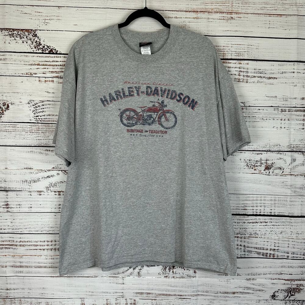 VTG 2006 Harley Davidson Motorcycle Gray T Shirt Las Vegas Blue Red Bike Men 2XL